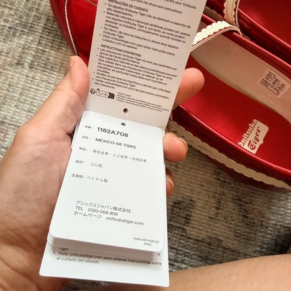 Onitsuka Mexico 66 Tgrs Red Women's Mary Jane Flats with Cream Trim - Picture 7 of 9